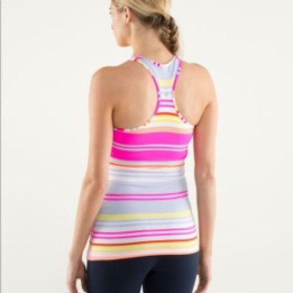 Lululemon Cool Racerback Striped Athletic Workout Active Yoga Tank Top Sz 4? EUC - Picture 8 of 8